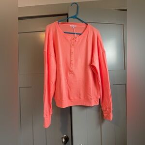Sundry Neon Coral Thermal Henley